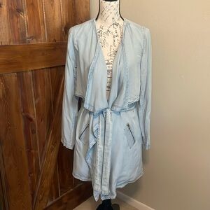 Shape Drape Faux Denim Belted Jacket